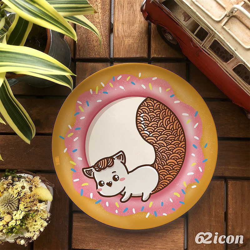 麋鹿角-松鼠甜甜圈-8吋骨瓷盤 - 小碟/醬油碟 - 瓷 多色