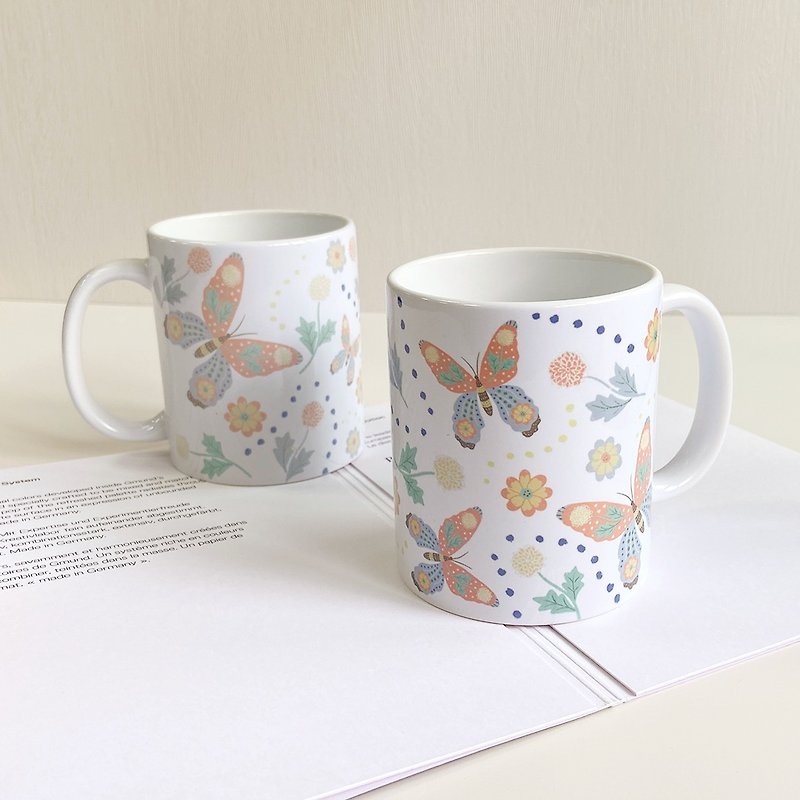 French childlike illustration mug—butterfly - Mugs - Porcelain 