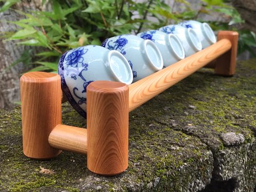 吉林木 臺灣檜木、緬甸花梨木泡茶杯架