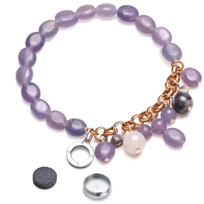 GEM Series Purple Dongling Charm Stone Bracelet | 8mm - สร้อยข้อมือ - คริสตัล สีม่วง