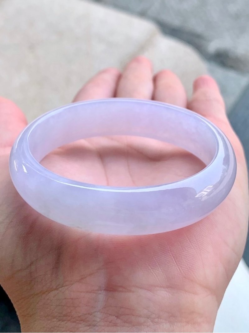 冰種 天然翡翠 緬甸 A玉 玉鐲 • 冰種粉紫翡翠貴妃鐲 - 手鍊/手環 - 玉石 粉紅色