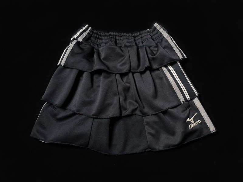 REGETHER Vintage modified MIZUNO sports cake skirt-05 - กระโปรง - เส้นใยสังเคราะห์ สีดำ