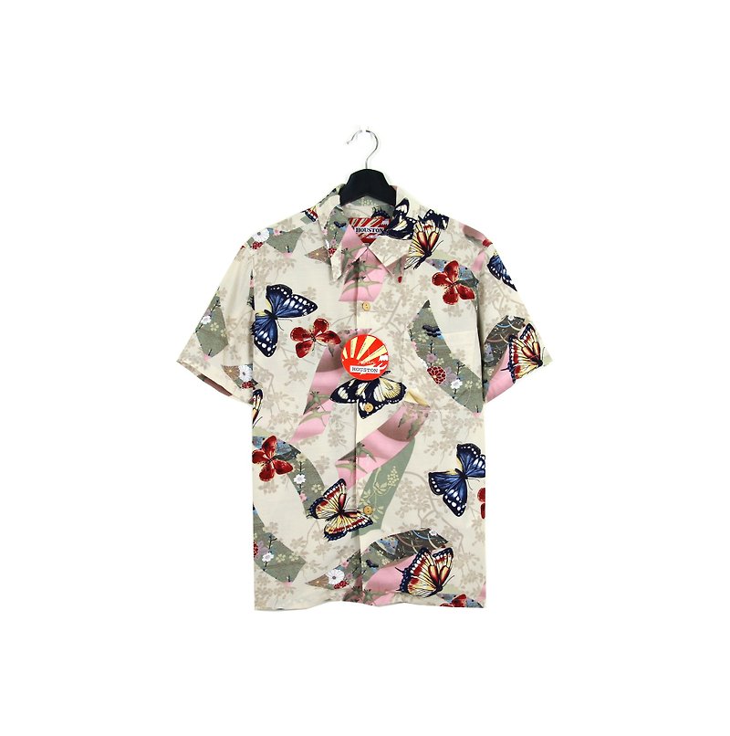 Back to Green :: and handle flower shirt color butterfly full version of men and women can wear / / vintage (S-34) - เสื้อเชิ้ตผู้ชาย - ผ้าไหม 