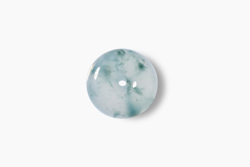 糯冰種 | 藍 | 飄藍花 | 裸石 | 平安扣 - 金工/飾品 - 玉石 白色