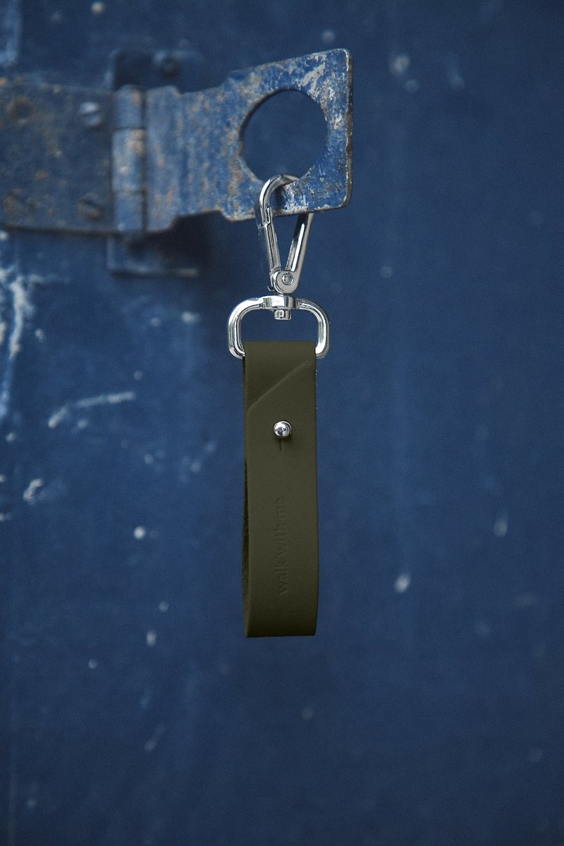 Walk With Me Recycled Leather Keyring-Restrained Army Green
