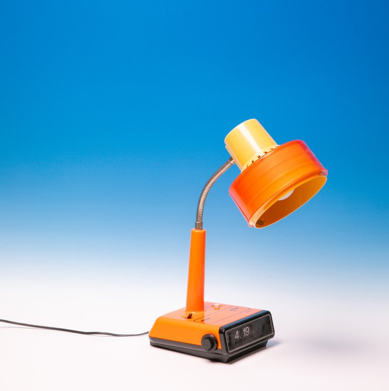 桑惠商號 日本昭和 National松下電器 VINTAGE 翻頁鐘檯燈 鬧鐘燈 - 燈具/燈飾 - 其他金屬 橘色