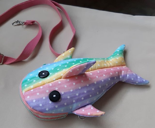 Rainbow shark bag. Cute and healing. It can be equipped with a mobile  phone. Cross-back or as a chest bag. It is very convenient to travel and  ride a bicycle. - Shop