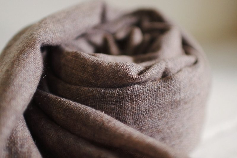 OMAKE Select Cashmere Cashmere Fine Wool Scarf Brown - Knit Scarves & Wraps - Wool Brown