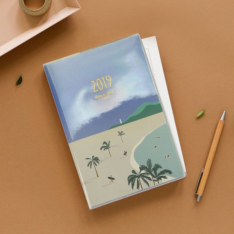 2019 Daily Sketch Time Zhou Zhi-05 Beach, E2D16715 - สมุดบันทึก/สมุดปฏิทิน - กระดาษ สีน้ำเงิน