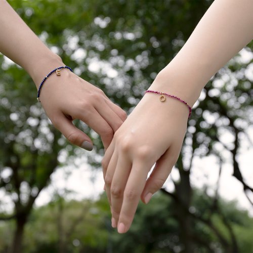 Olivia Yao Jewellery 【客製化首飾最佳禮物】天然寶石閨蜜可調節式手鍊(可加字母吊墜)