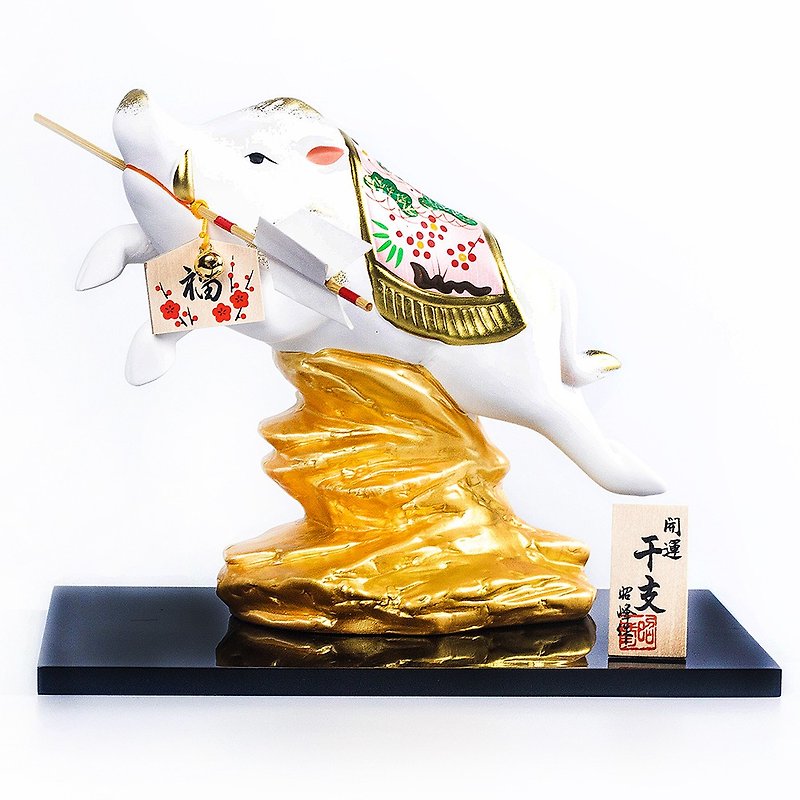Japanese pharmacist kiln zodiac pigs lucky Huang Cai Fu Hai Broken Magic Vector Lucky ceramic ornaments housewarming birthday gift - ของวางตกแต่ง - ดินเผา 