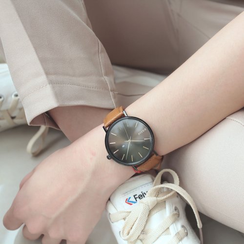 Cosmos collection brown metal dial leather strap watch / CO-9301