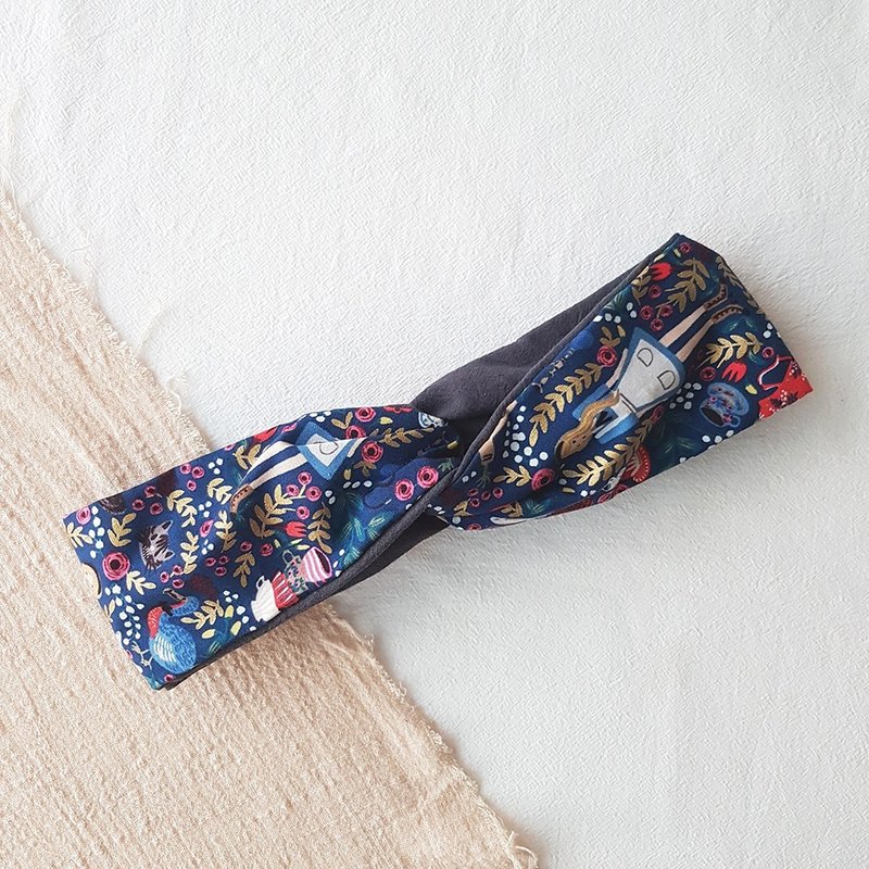 Alice in Wonderland Korean Cloth Cross Headband/Hair Accessories - Headbands - Cotton & Hemp Blue