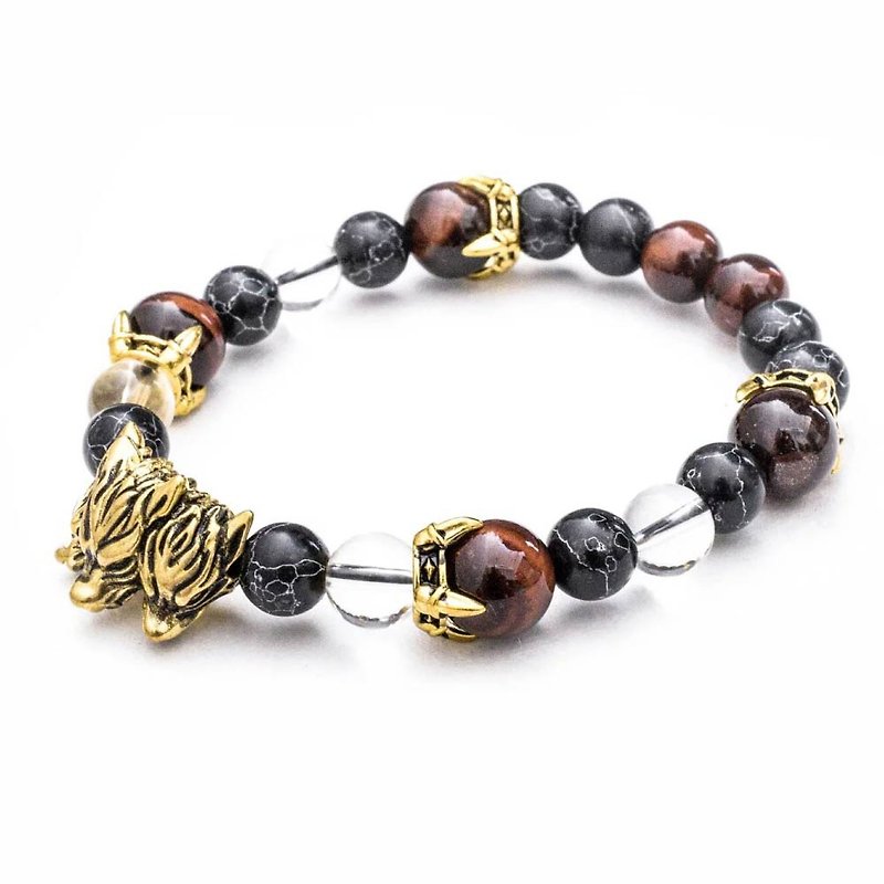 [Night dog. Flame Breath] (Warrior Brown) Handmade Beaded Design Crystal Hell Dog Bracelet Bracelet Jewelry - Bracelets - Copper & Brass Brown