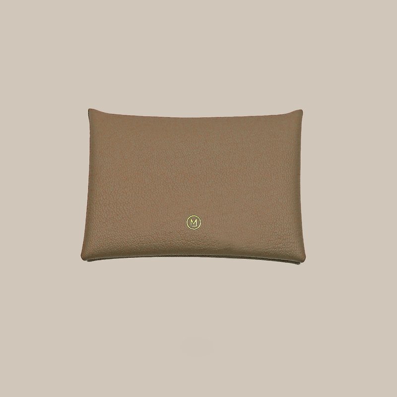 Real leather macaron dream hazelnut camel card case/wallet/card holder/card case - Wallets - Genuine Leather Khaki