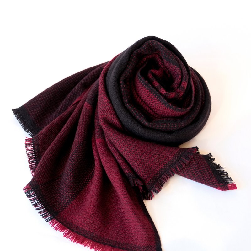 Cashmere 100% 手工編織喀什米爾披肩【紋華07】 - 圍巾/披肩 - 其他材質 紅色
