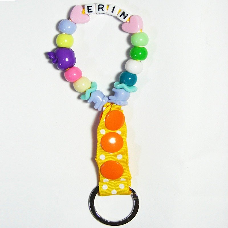 Cheerful. 「Custom Name」 colorful hot air balloon shape key ring / strap / Christmas exchange gift / birthday gift / graduation gift orange tangerine - Keychains - Acrylic Multicolor
