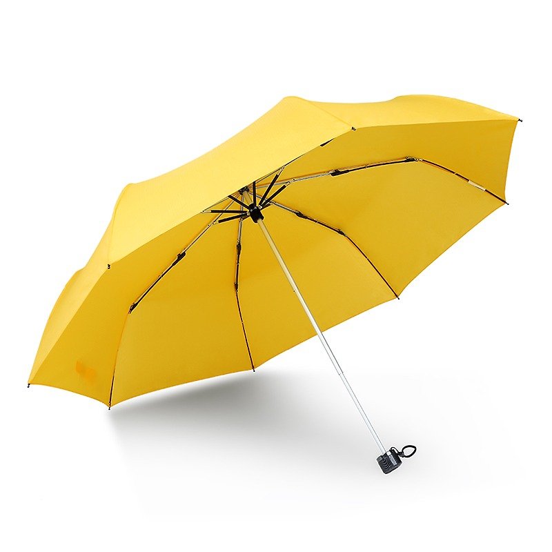 【德國kobold】 抗UV防潑水遮陽三折傘-Lotus素格紋-黃 - 雨傘/雨衣 - 其他材質 黃色