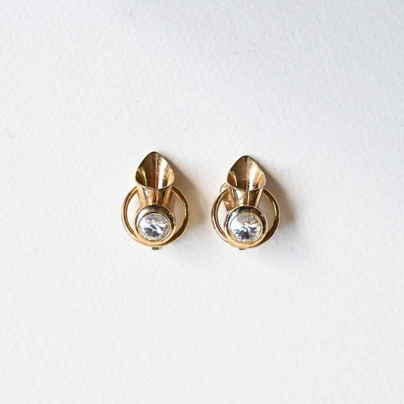 【蛋植物古著】天國海芋金屬耳夾古著耳環 - 耳環/耳夾/耳骨夾 - 其他金屬 金色