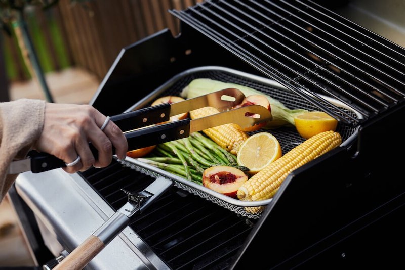 Fredde BBQ basket Silver/brown - Camping Gear & Picnic Sets - Stainless Steel 