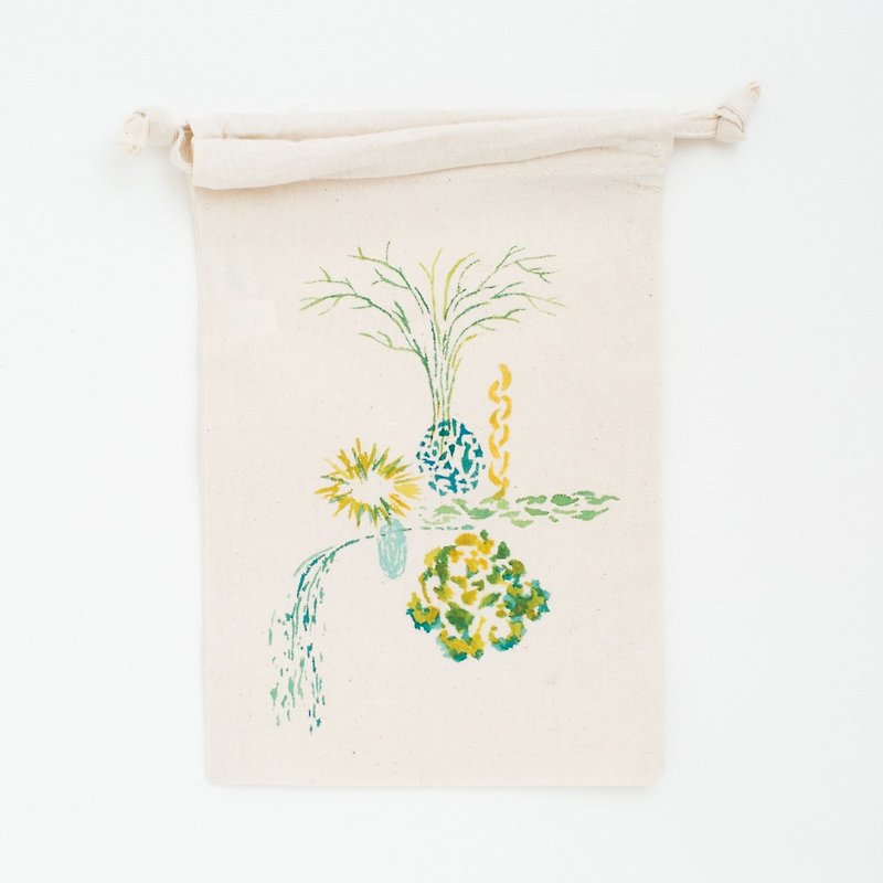 Picture cloth bag - กล่องเก็บของ - ผ้าฝ้าย/ผ้าลินิน สีเขียว
