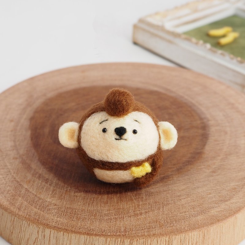 まゆおさる -バナナをお供に-　羊毛フェルト - 擺飾/家飾品 - 其他人造纖維 咖啡色