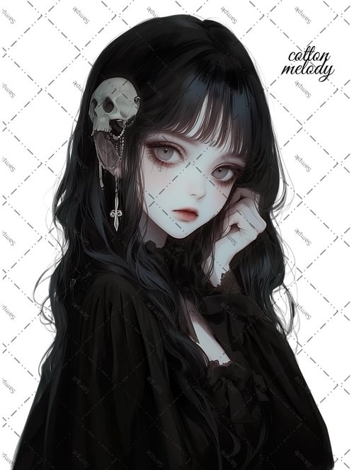 cotton-melody original sticker no.1665 人物ステッカー オリジナルステッカー 人物ステッカー 女の子ステッカー オリジナル人物ステッカー
