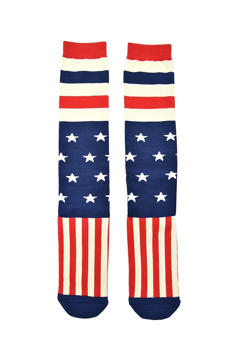 Fool's Day Knitted Crew Socks - Star Stripe - ถุงเท้า - ผ้าฝ้าย/ผ้าลินิน หลากหลายสี