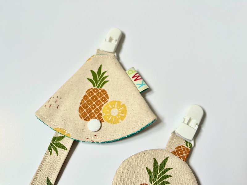 圓形平安袋 奶嘴夾 奶嘴收納袋 組合 鳳梨切片 - 平安符袋 - 棉．麻 多色