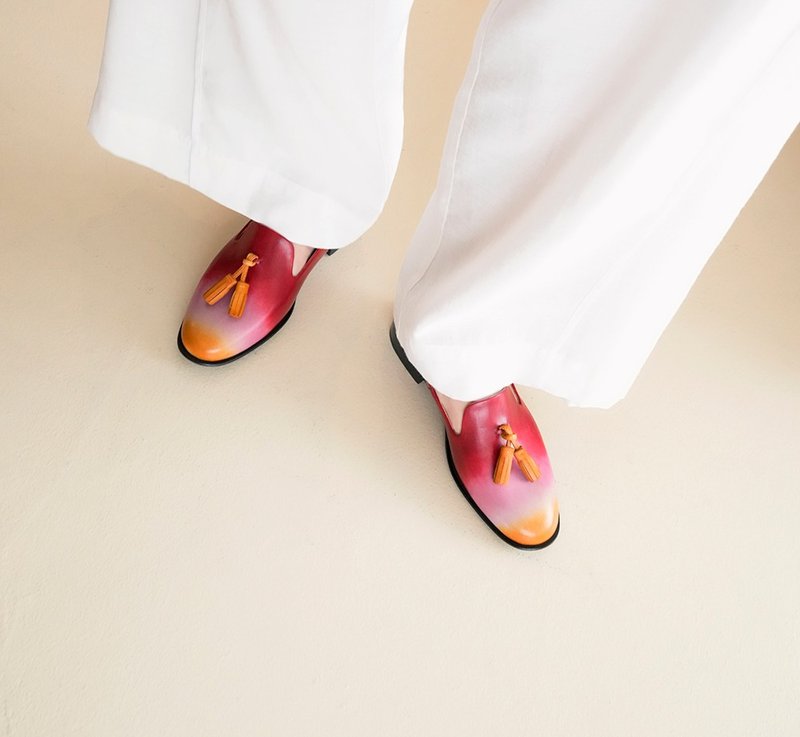 Tassel Loafers - Peach - Women's Oxford Shoes - Genuine Leather Multicolor