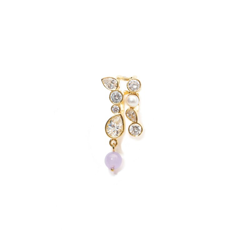 Feuille Kunzite Pearl Earcuff - ต่างหู - ไข่มุก สีทอง