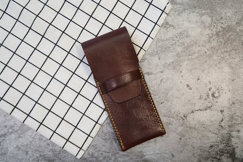 【Mini5】Pen loops leather pen case (scorched brown) - Pen & Pencil Holders - Genuine Leather 