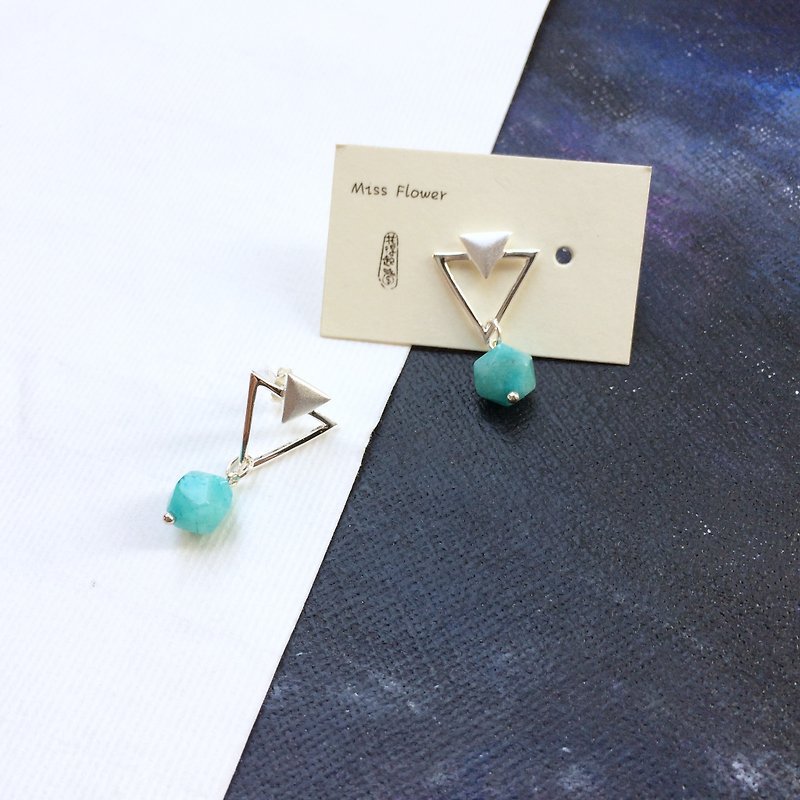 925 silver-simple amazonite earrings - Earrings & Clip-ons - Gemstone Blue