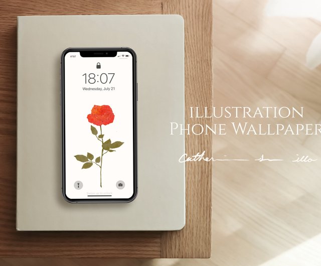 電子ファイル バラの小さなイラスト 携帯電話の壁紙 パーソナライズされた壁紙 ショップ Catherine Sun Illo Pinkoi