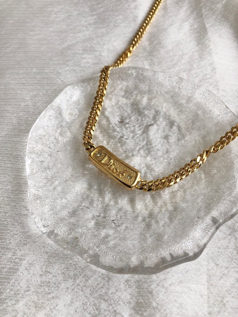 【 日本直送　名牌中古包 】Christian Dior クリスチャン ディオール ネックレス ゴールド ロゴ プレート vintage オールド mmzdp3 - 項鍊 - 其他材質 金色