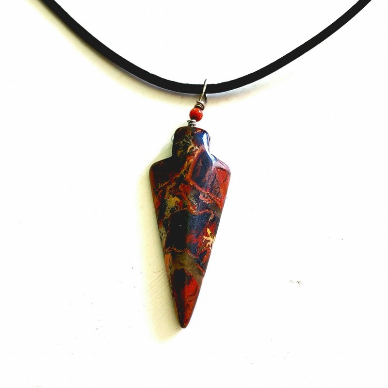 Arrow motif jasper pedant necklace - Necklaces - Gemstone 