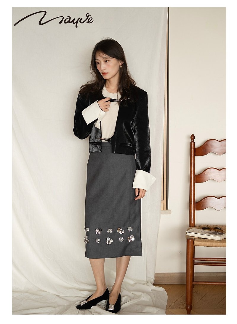 Mauve Studio Chinese style new Chinese design chic button-feel commuter jacket - เสื้อผู้หญิง - ไนลอน สีดำ