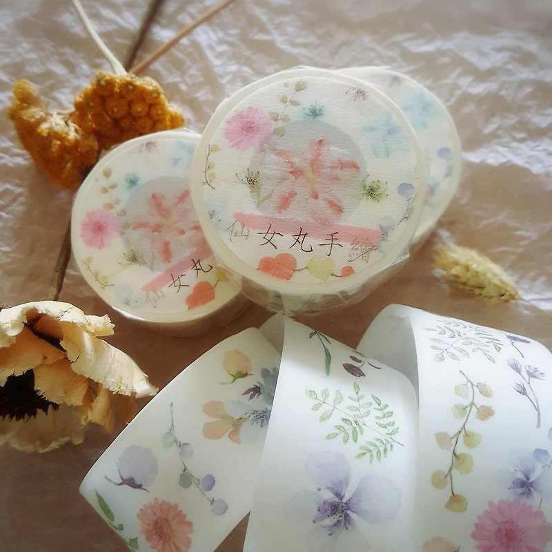 Flower roll four comes with release paper and paper tape (not sold out) - Washi Tape - Paper 