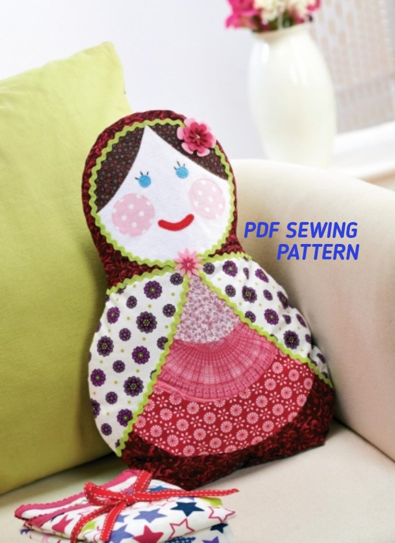 PDF Fabric Matryoshka Babushka Russian Doll Pyjama Case Sewing Pattern. - 編織/羊毛氈/布藝 - 棉．麻 多色