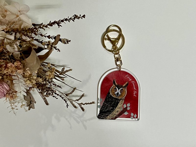 Taiwan Owl Acrylic Keychain-Long-eared Owl - ที่ห้อยกุญแจ - พลาสติก หลากหลายสี