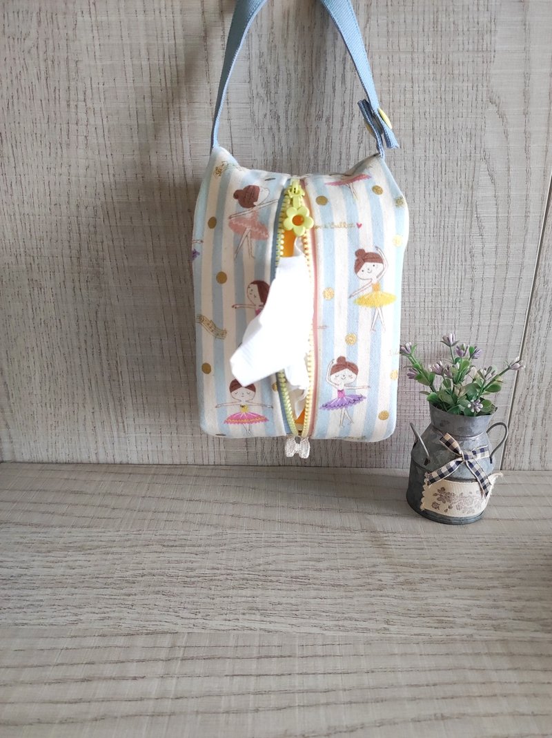 吊り下げ・平置き両用ティッシュケース（収納ポーチ）- バレリーナ - ティッシュボックス - コットン・麻 