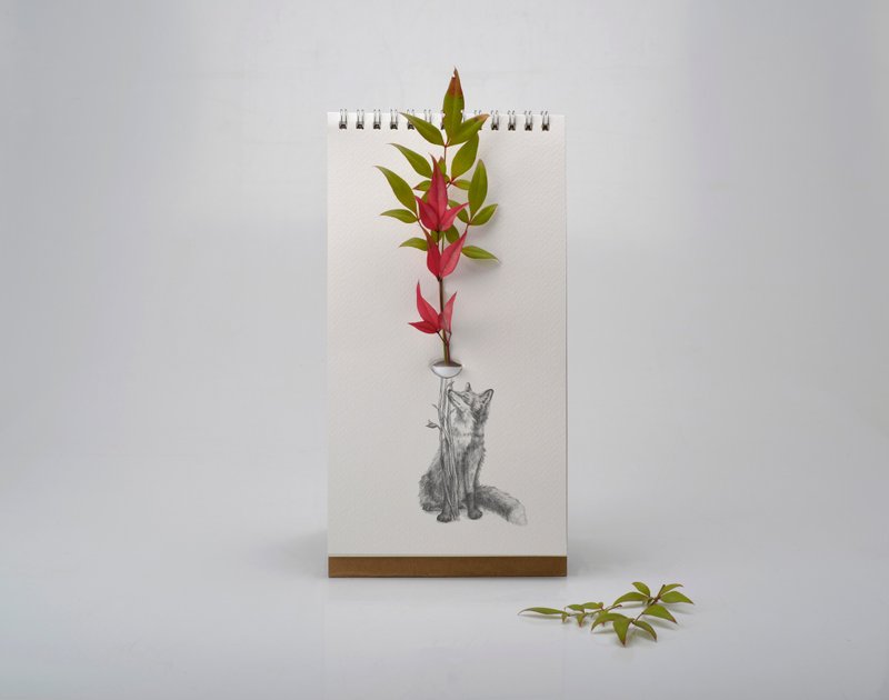 翻頁花器 - 野生動物 - 盆栽/植栽 - 紙 白色