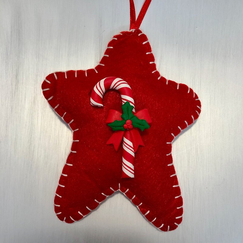聖誕拐杖糖吊飾 - 裝飾/擺設  - 棉．麻 紅色