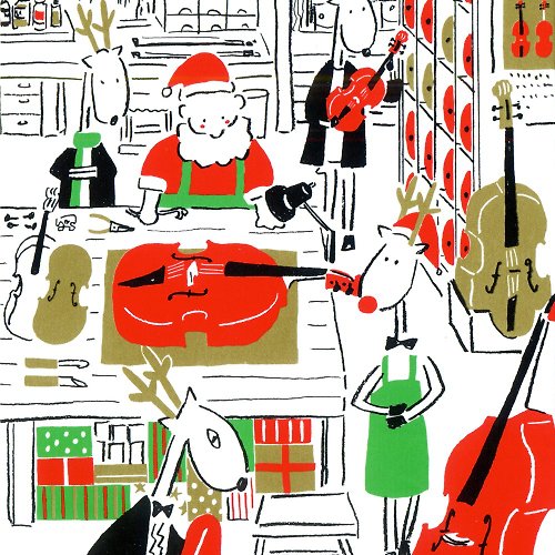 miju 米豬 聖誕卡-米豬2022聖誕老人與麋鹿日常明信卡音樂3號: 提琴工作室