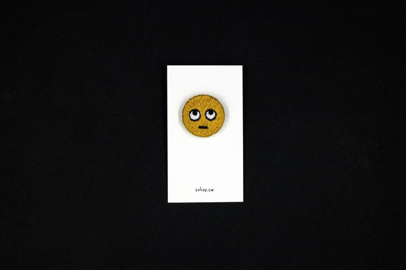 EYE ROLL EMOJI Emoji Embroidery Badge Brooch - Brooches - Thread Orange