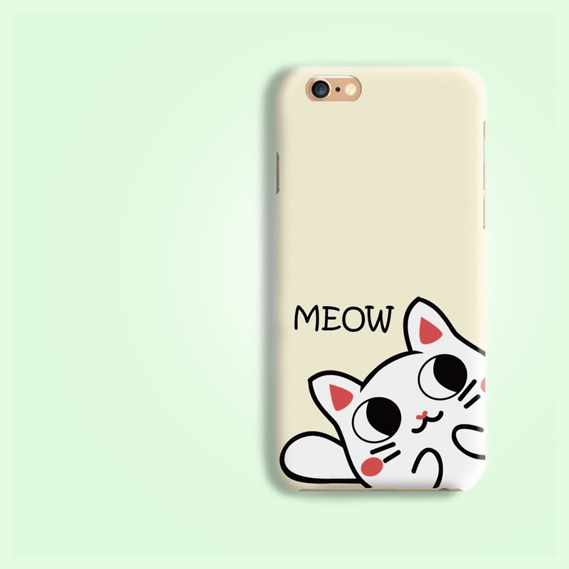 CURIOUS CAT Matt hard Phone Case iPhone X 8 8 plus 7 6 5 S8 J7 Note 8 5 z5 + - เคส/ซองมือถือ - พลาสติก ขาว