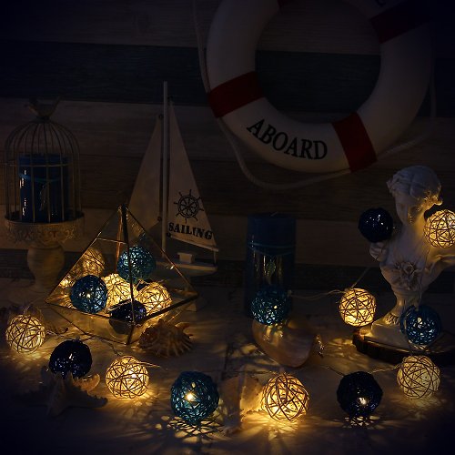 iINDOORS英倫家居 創意燈飾 籐球燈串 電池款 希臘風情 長度2M LED氣氛燈 聖誕節