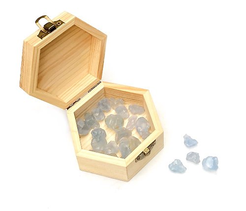 fitter 天然天青石原石-凈化充電消磁NG微瑕松木盒套組 可消磁晶石飾品