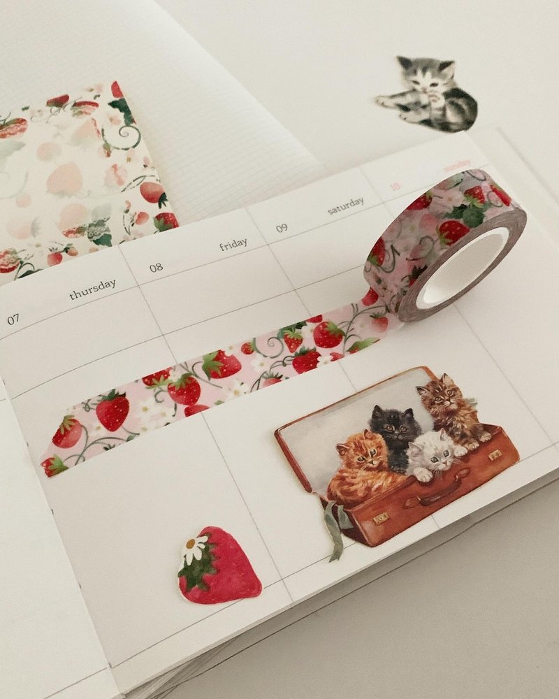 Strawberry Sherbet Pink Washi Tape - 紙膠帶/和紙/PET - 其他材質 