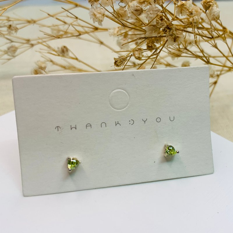 [Green] Sterling Silver-Green Heart Diamond Earrings - ต่างหู - เงินแท้ 